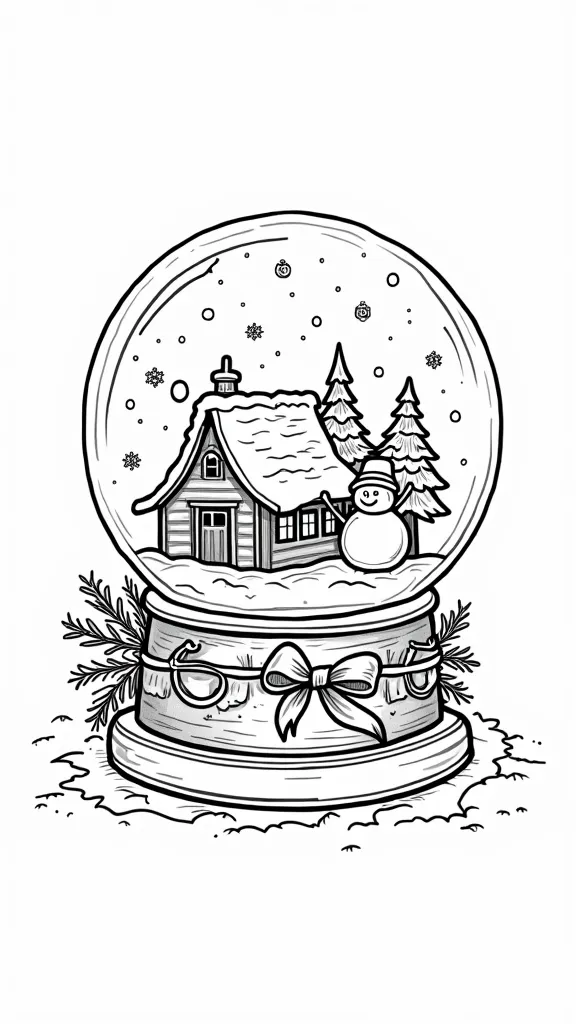 christmas snow globe coloring page